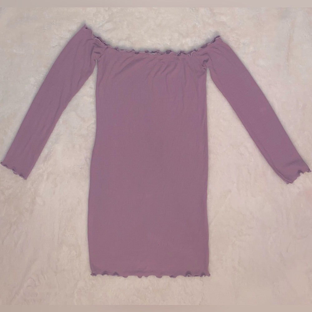 💜Dusty Mauve off shoulder Mini Dress